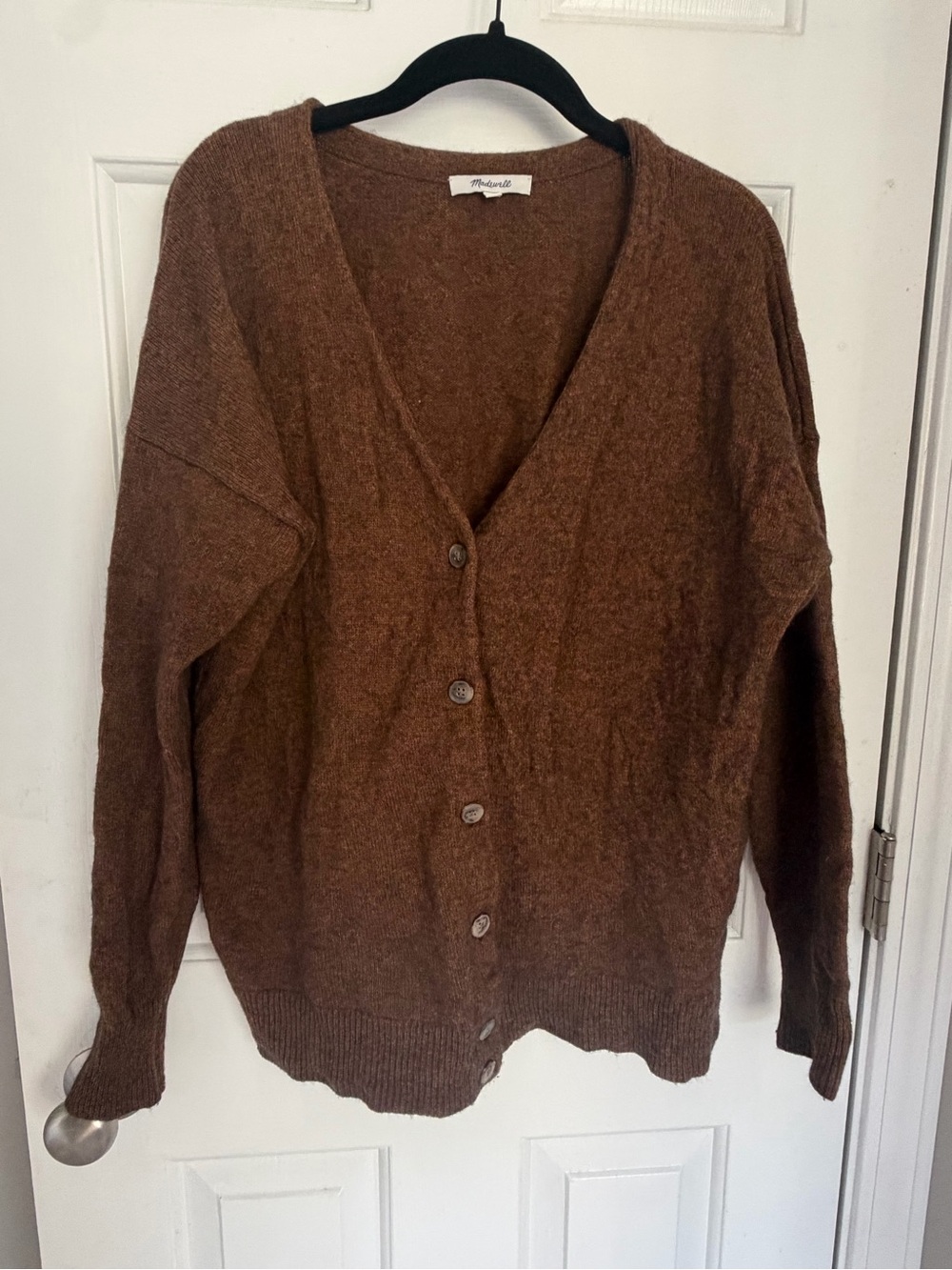 Madewell Brown Merino Wool Blend Button Front Cardigan Sweater Size M